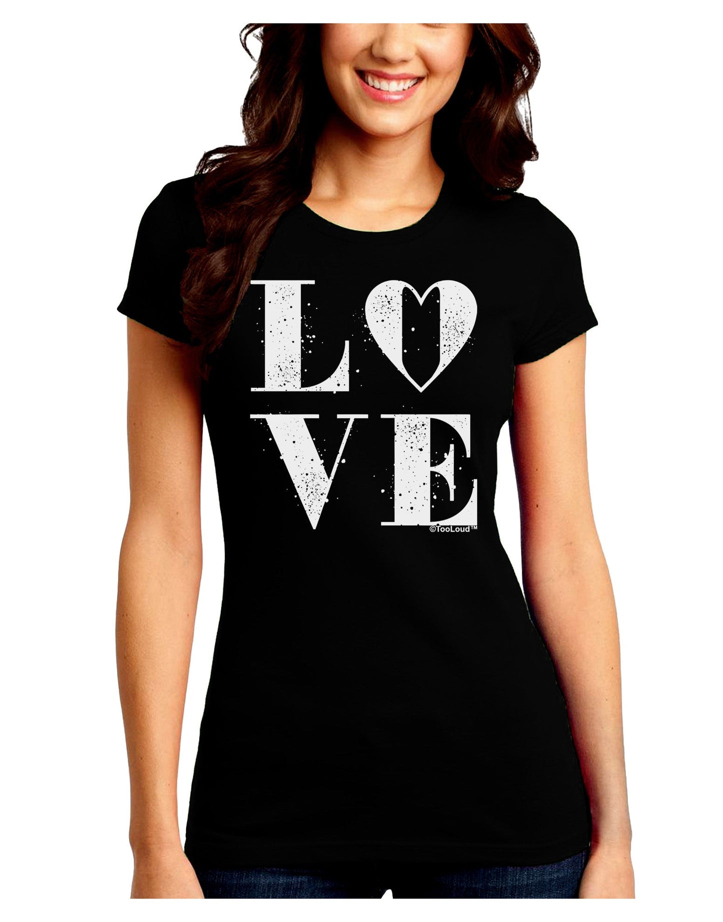 Love Splatter Juniors Petite Crew Dark T-Shirt-T-Shirts Juniors Tops-TooLoud-Black-Juniors Fitted Small-Davson Sales