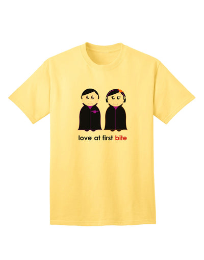 Love at First Bite: Exclusive Vampire Couple Halloween Adult T-Shirt Collection-Mens T-shirts-TooLoud-Yellow-Small-Davson Sales