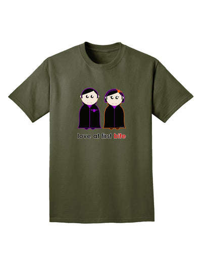 Love at First Bite Vampire Couple Halloween Adult Dark T-Shirt-Mens T-Shirt-TooLoud-Military-Green-Small-Davson Sales