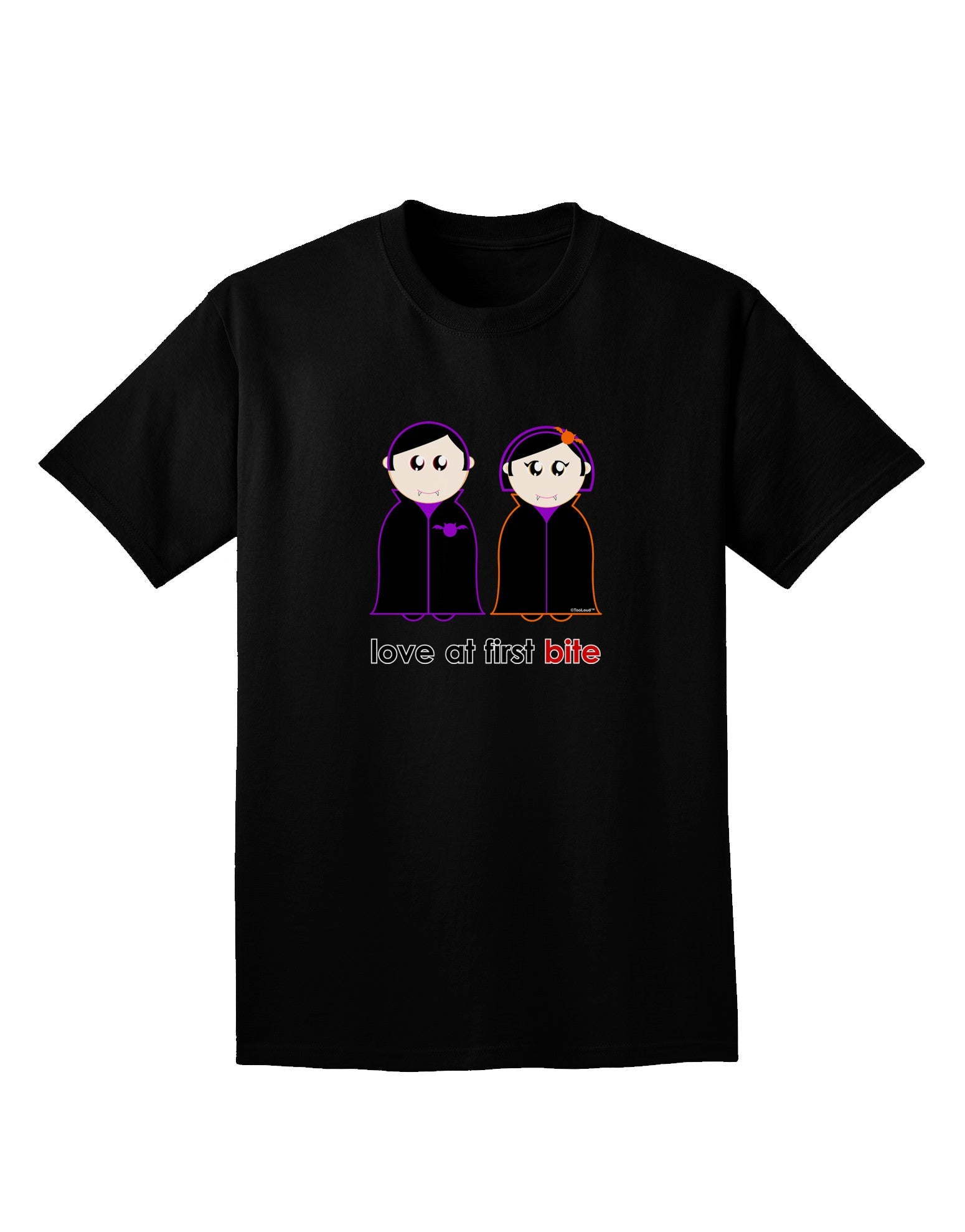 Love at First Bite Vampire Couple Halloween Adult Dark V-Neck T-Shirt-TooLoud-Black-Small-Davson Sales