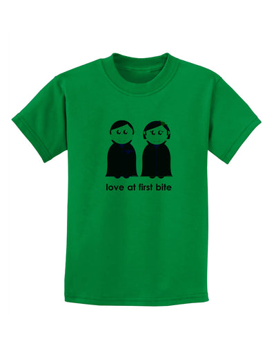 Love at First Bite Vampire Couple Halloween Childrens T-Shirt-Childrens T-Shirt-TooLoud-Kelly-Green-X-Small-Davson Sales