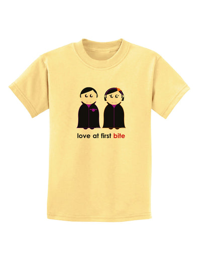 Love at First Bite Vampire Couple Halloween Childrens T-Shirt-Childrens T-Shirt-TooLoud-Daffodil-Yellow-X-Small-Davson Sales