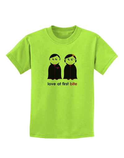 Love at First Bite Vampire Couple Halloween Childrens T-Shirt-Childrens T-Shirt-TooLoud-Lime-Green-X-Small-Davson Sales