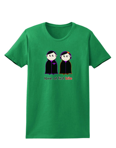 Love at First Bite Vampire Couple Halloween Womens Dark T-Shirt-TooLoud-Kelly-Green-X-Small-Davson Sales