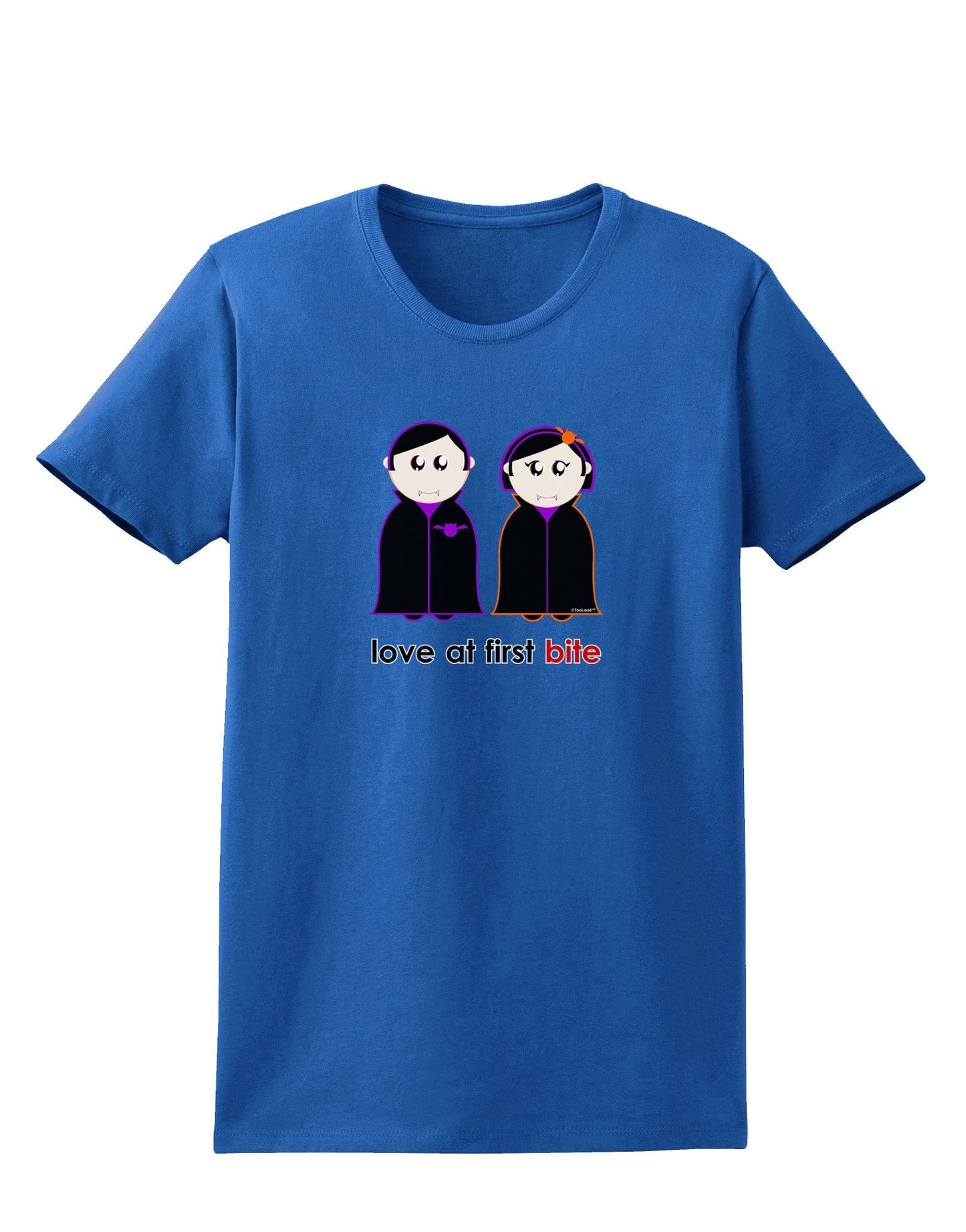 Love at First Bite Vampire Couple Halloween Womens Dark T-Shirt-TooLoud-Royal-Blue-X-Small-Davson Sales