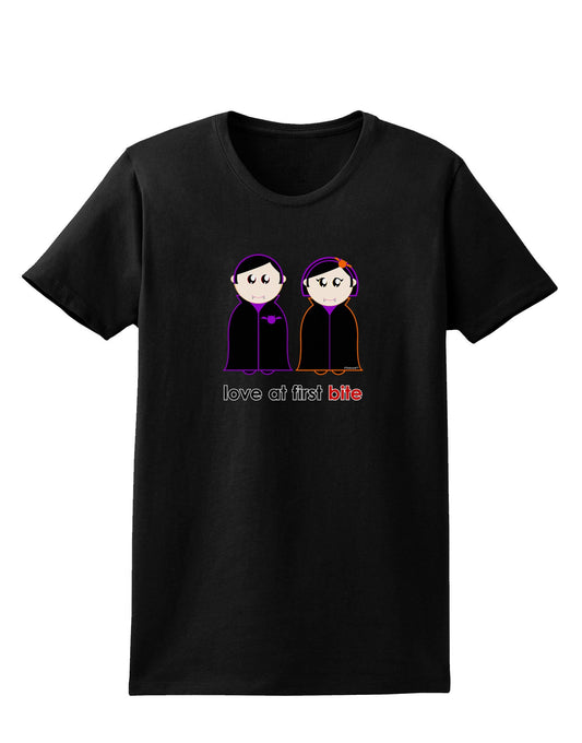 Love at First Bite Vampire Couple Halloween Womens Dark T-Shirt-TooLoud-Black-X-Small-Davson Sales