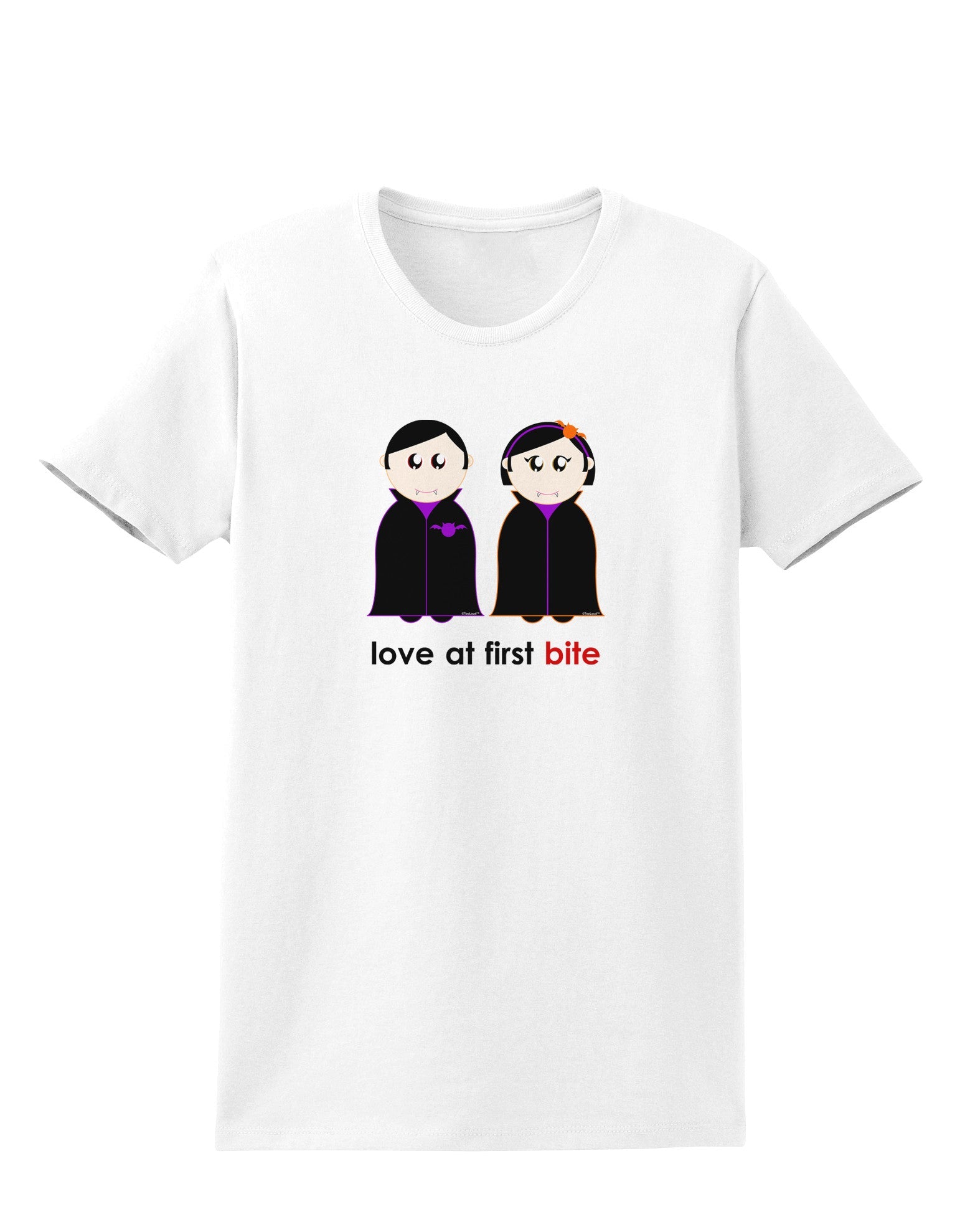 Love at First Bite Vampire Couple Halloween Womens T-Shirt-Womens T-Shirt-TooLoud-White-X-Small-Davson Sales