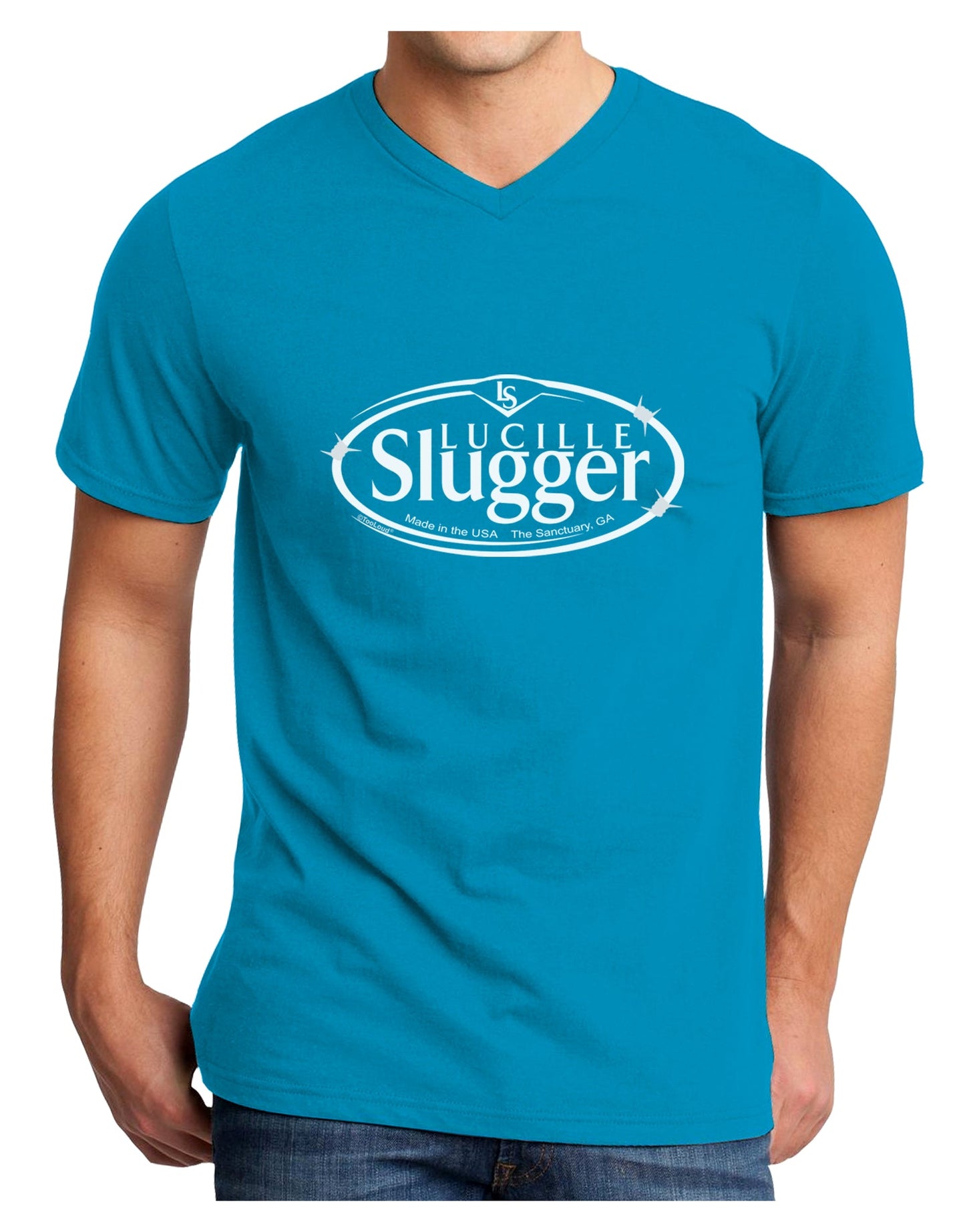 Lucille Slugger Logo Adult Dark V-Neck T-Shirt by TooLoud-Mens V-Neck T-Shirt-TooLoud-Turquoise-Small-Davson Sales