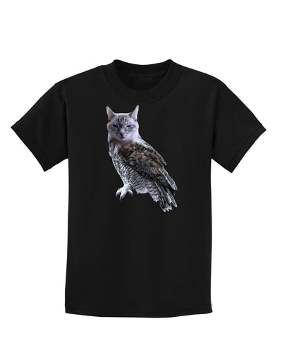 Lucky Cat Owl Childrens Dark T-Shirt-Childrens T-Shirt-TooLoud-Black-X-Small-Davson Sales