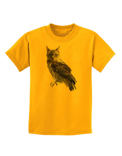 Lucky Cat Owl Childrens T-Shirt-Childrens T-Shirt-TooLoud-Gold-X-Small-Davson Sales