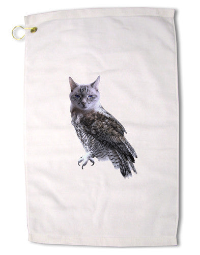 Lucky Cat Owl Premium Cotton Golf Towel - 16" x 25-Golf Towel-TooLoud-16x25"-Davson Sales