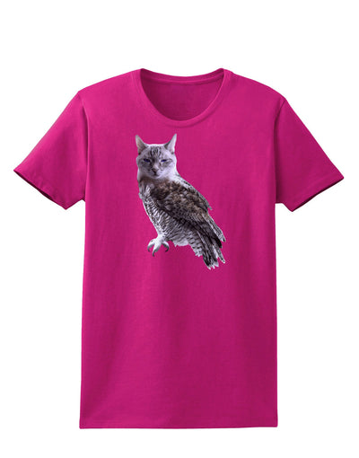 Lucky Cat Owl Womens Dark T-Shirt-TooLoud-Hot-Pink-Small-Davson Sales