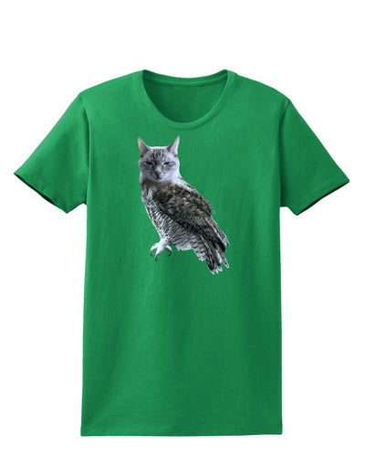 Lucky Cat Owl Womens Dark T-Shirt-TooLoud-Kelly-Green-X-Small-Davson Sales