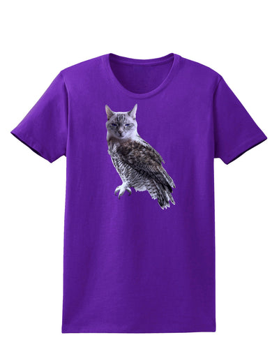 Lucky Cat Owl Womens Dark T-Shirt-TooLoud-Purple-X-Small-Davson Sales