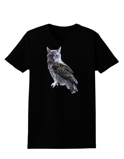 Lucky Cat Owl Womens Dark T-Shirt-TooLoud-Black-X-Small-Davson Sales