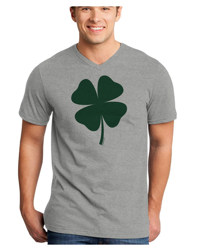 Lucky Four Leaf Clover St Patricks Day Adult V-Neck T-shirt-Mens V-Neck T-Shirt-TooLoud-HeatherGray-Small-Davson Sales