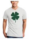 Lucky Four Leaf Clover St Patricks Day Adult V-Neck T-shirt-Mens V-Neck T-Shirt-TooLoud-White-Small-Davson Sales