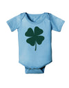 Lucky Four Leaf Clover St Patricks Day Baby Romper Bodysuit-Baby Romper-TooLoud-Light-Blue-06-Months-Davson Sales