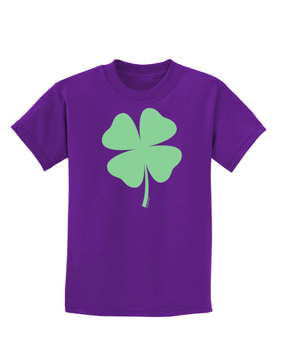 Lucky Four Leaf Clover St Patricks Day Childrens Dark T-Shirt-Childrens T-Shirt-TooLoud-Purple-X-Small-Davson Sales