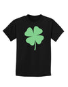 Lucky Four Leaf Clover St Patricks Day Childrens Dark T-Shirt-Childrens T-Shirt-TooLoud-Black-X-Small-Davson Sales