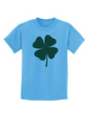 Lucky Four Leaf Clover St Patricks Day Childrens T-Shirt-Childrens T-Shirt-TooLoud-Aquatic-Blue-X-Small-Davson Sales