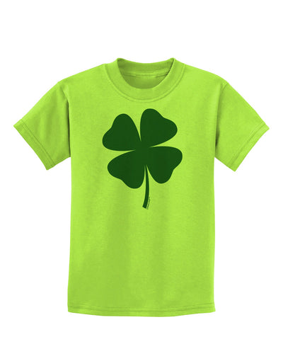 Lucky Four Leaf Clover St Patricks Day Childrens T-Shirt-Childrens T-Shirt-TooLoud-Lime-Green-X-Small-Davson Sales