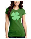 Lucky Four Leaf Clover St Patricks Day Juniors Crew Dark T-Shirt-T-Shirts Juniors Tops-TooLoud-Kiwi-Green-Juniors Fitted Small-Davson Sales