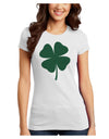 Lucky Four Leaf Clover St Patricks Day Juniors T-Shirt-Womens Juniors T-Shirt-TooLoud-White-Juniors Fitted X-Small-Davson Sales