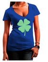 Lucky Four Leaf Clover St Patricks Day Juniors V-Neck Dark T-Shirt-Womens V-Neck T-Shirts-TooLoud-Royal-Blue-Juniors Fitted Small-Davson Sales