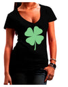 Lucky Four Leaf Clover St Patricks Day Juniors V-Neck Dark T-Shirt-Womens V-Neck T-Shirts-TooLoud-Black-Juniors Fitted Small-Davson Sales