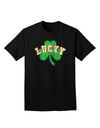 Lucky Shamrock Design Distressed Adult Dark T-Shirt by TooLoud-Mens T-Shirt-TooLoud-Black-Small-Davson Sales