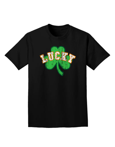 Lucky Shamrock Design Distressed Adult Dark T-Shirt by TooLoud-Mens T-Shirt-TooLoud-Black-Small-Davson Sales