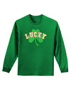 Lucky Shamrock Design Distressed Adult Long Sleeve Dark T-Shirt by TooLoud-TooLoud-Kelly-Green-Small-Davson Sales