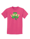 Lucky Shamrock Design Distressed Childrens Dark T-Shirt by TooLoud-Childrens T-Shirt-TooLoud-Sangria-X-Small-Davson Sales