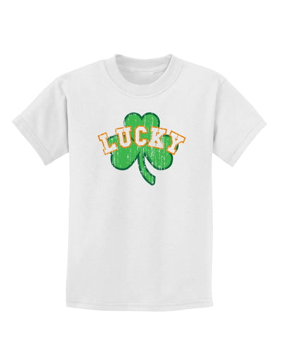 Lucky Shamrock Design Distressed Childrens T-Shirt by TooLoud-Childrens T-Shirt-TooLoud-White-X-Small-Davson Sales