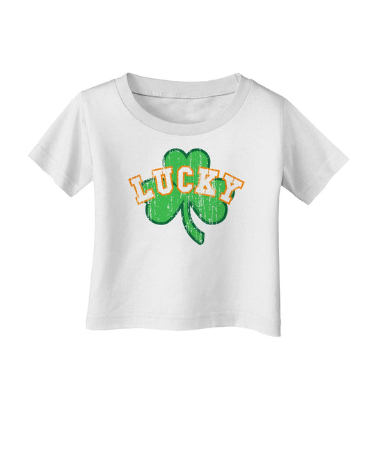Lucky Shamrock Design Distressed Infant T-Shirt by TooLoud-Infant T-Shirt-TooLoud-White-06-Months-Davson Sales