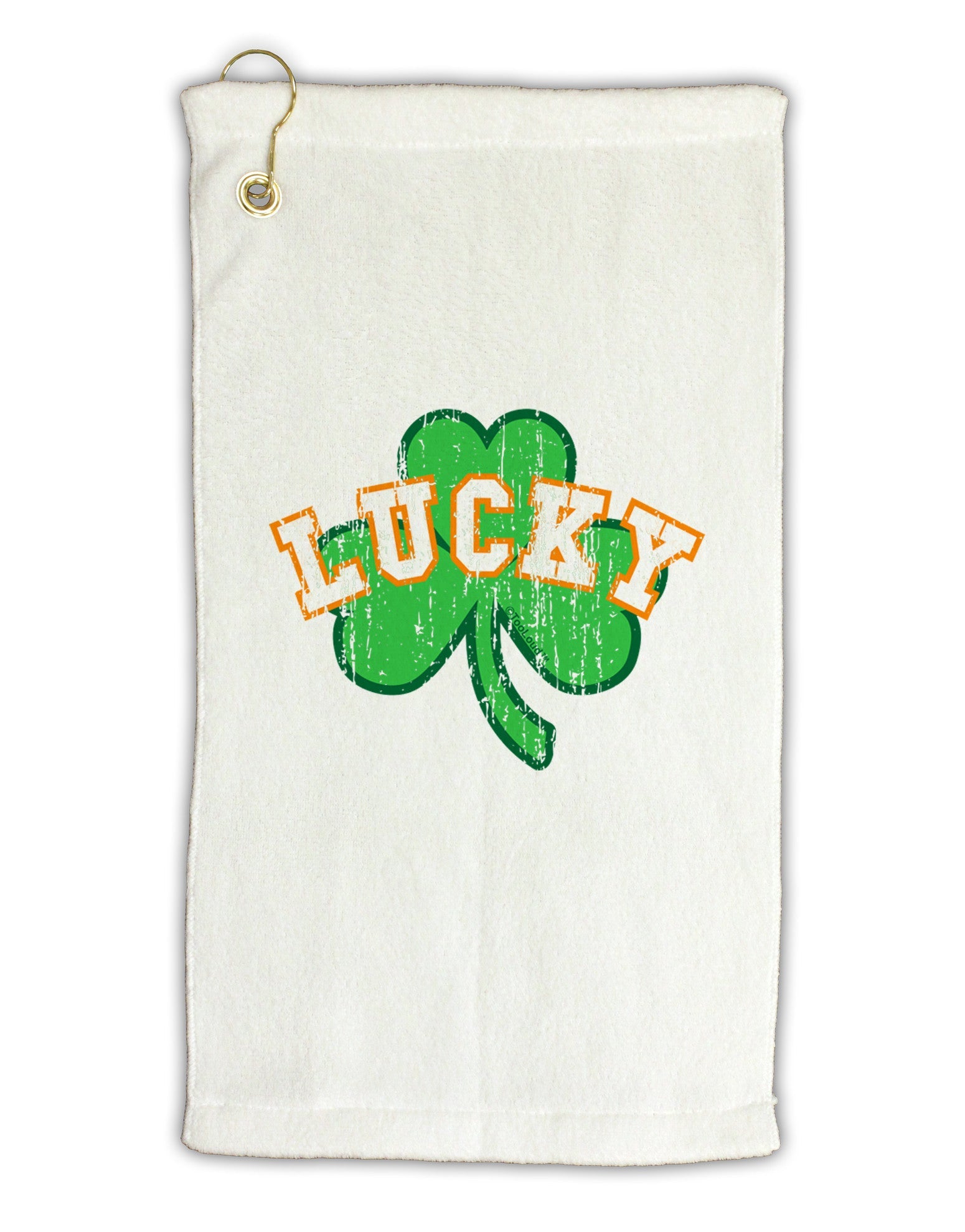 Lucky Shamrock Design Distressed Micro Terry Gromet Golf Towel 16 x 25 inch by TooLoud-Golf Towel-TooLoud-White-Davson Sales