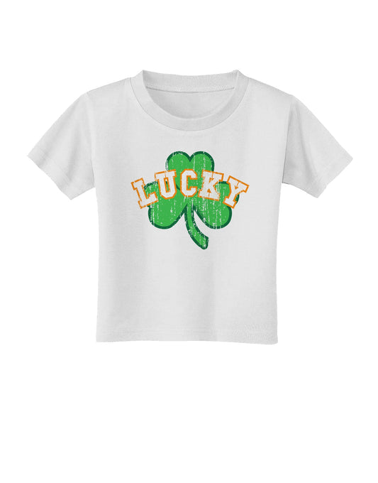 Lucky Shamrock Design Distressed Toddler T-Shirt by TooLoud-Toddler T-Shirt-TooLoud-White-2T-Davson Sales
