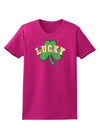 Lucky Shamrock Design Distressed Womens Dark T-Shirt by TooLoud-Womens T-Shirt-TooLoud-Hot-Pink-Small-Davson Sales