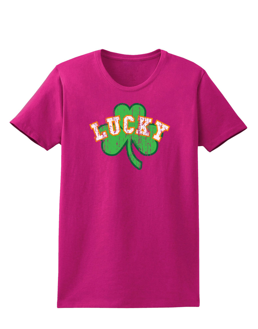 Lucky Shamrock Design Distressed Womens Dark T-Shirt by TooLoud-Womens T-Shirt-TooLoud-Black-X-Small-Davson Sales