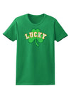 Lucky Shamrock Design Distressed Womens Dark T-Shirt by TooLoud-Womens T-Shirt-TooLoud-Kelly-Green-X-Small-Davson Sales