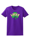 Lucky Shamrock Design Distressed Womens Dark T-Shirt by TooLoud-Womens T-Shirt-TooLoud-Purple-X-Small-Davson Sales