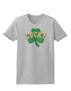 Lucky Shamrock Design Distressed Womens T-Shirt by TooLoud-Womens T-Shirt-TooLoud-AshGray-X-Small-Davson Sales