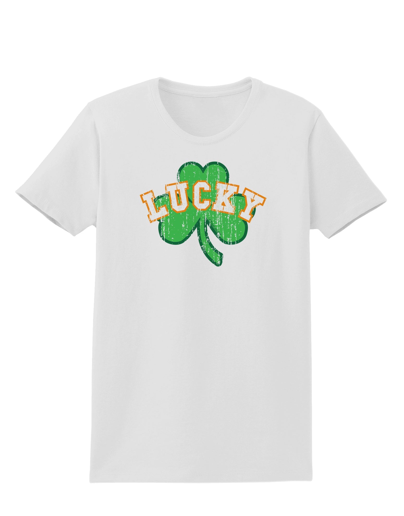 Lucky Shamrock Design Distressed Womens T-Shirt by TooLoud-Womens T-Shirt-TooLoud-White-X-Small-Davson Sales