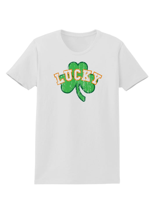 Lucky Shamrock Design Distressed Womens T-Shirt by TooLoud-Womens T-Shirt-TooLoud-White-X-Small-Davson Sales