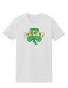 Lucky Shamrock Design Distressed Womens T-Shirt by TooLoud-Womens T-Shirt-TooLoud-White-X-Small-Davson Sales