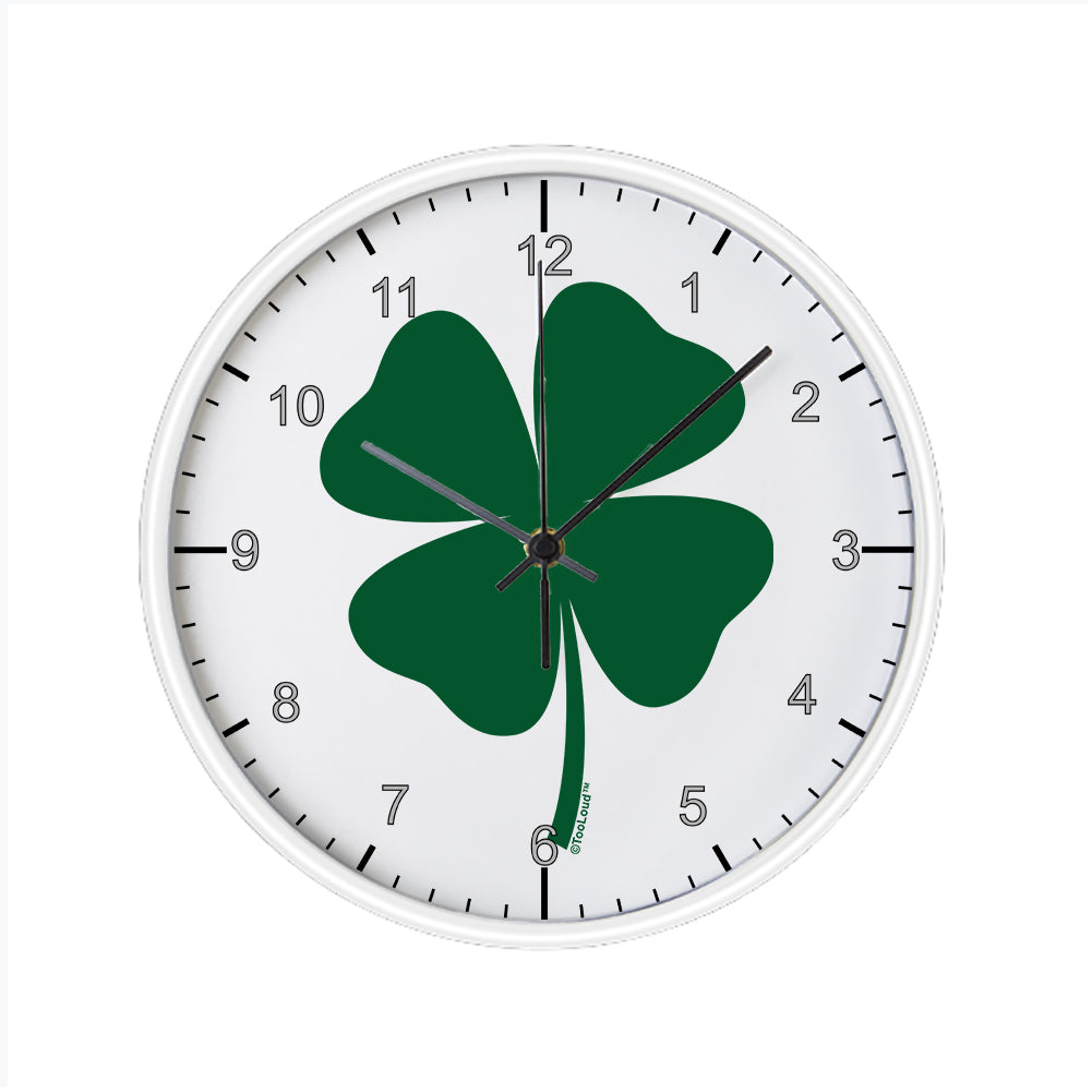 Lucky Four Leaf Clover St Patricks Day 10 Inch Round Wall Clock with Numbers