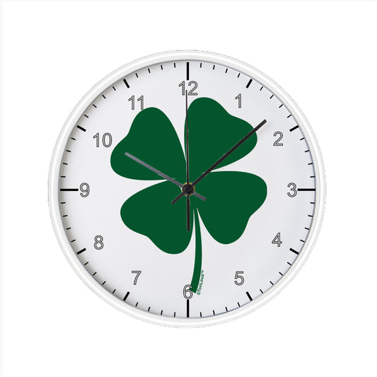 Lucky Four Leaf Clover St Patricks Day 10 Inch Round Wall Clock with Numbers