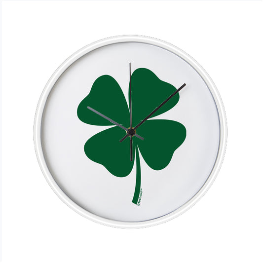 Lucky Four Leaf Clover St Patricks Day 10 Inch Round Wall Clock