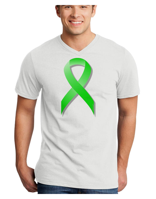 Lyme Disease Awareness Ribbon - Lime Green Adult V-Neck T-shirt-Mens V-Neck T-Shirt-TooLoud-White-Small-Davson Sales